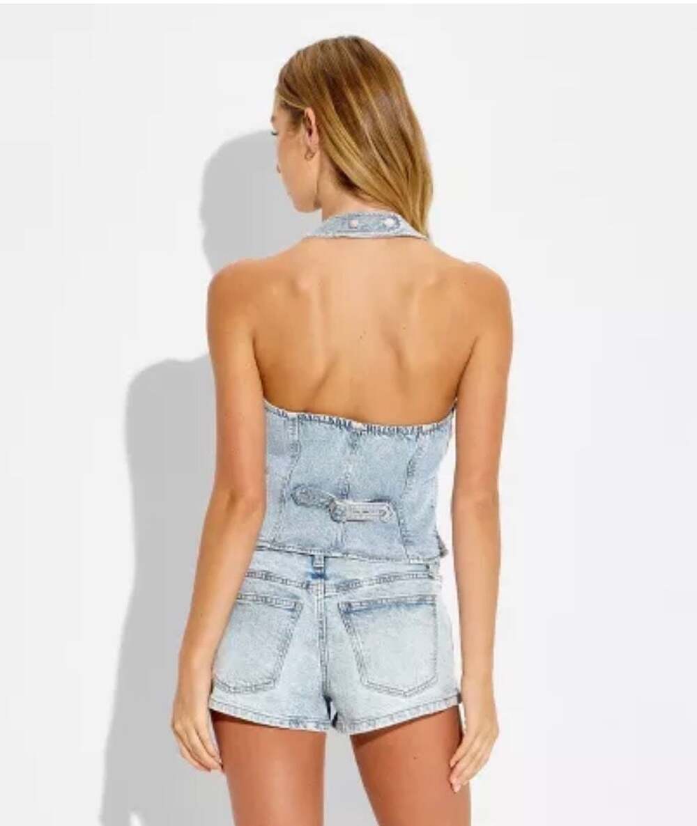 Wild Fable Women's Slim Fit Western Halter Denim Top - Picture 7 of 8